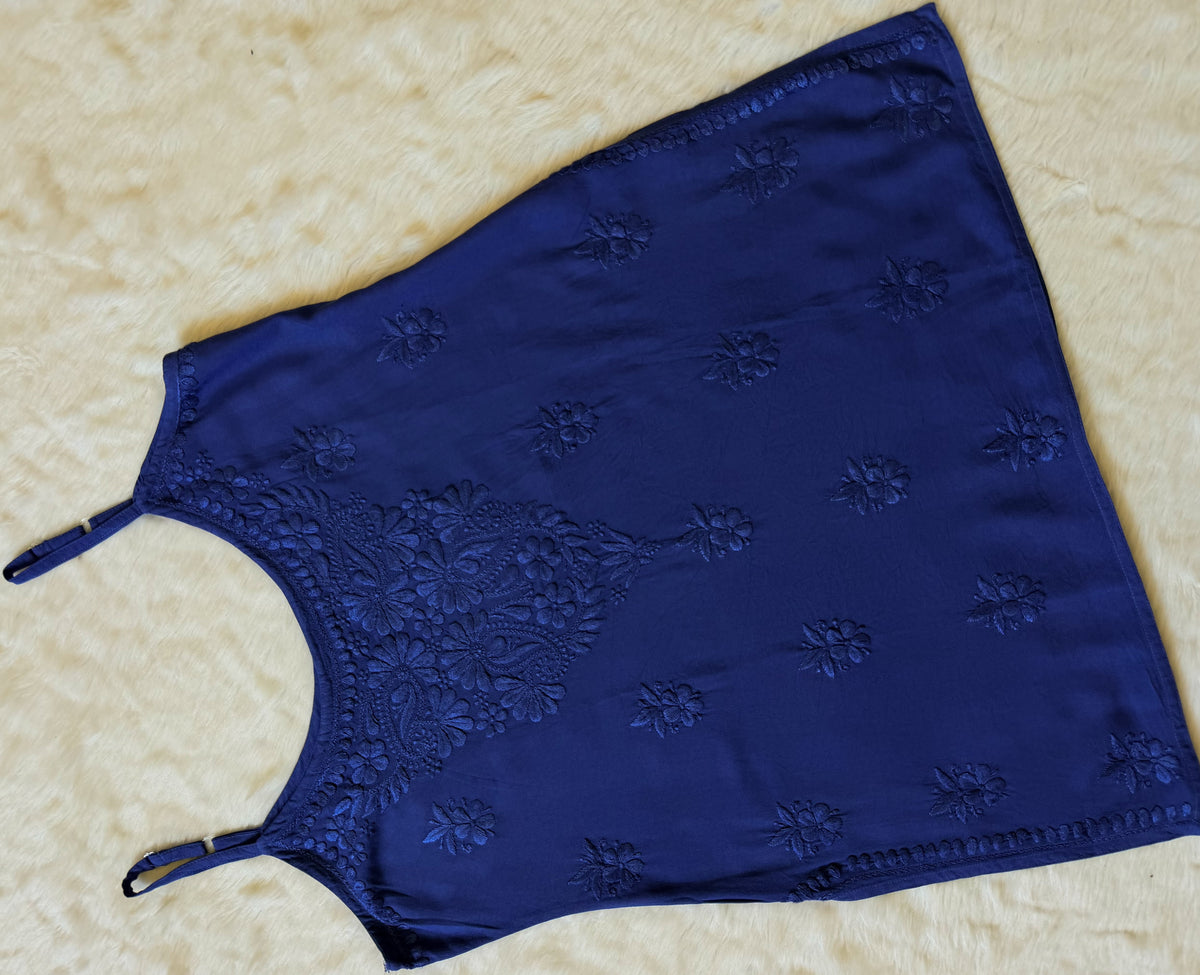 Heer Ink Blue Sleeveless Short Rayon Kurtis