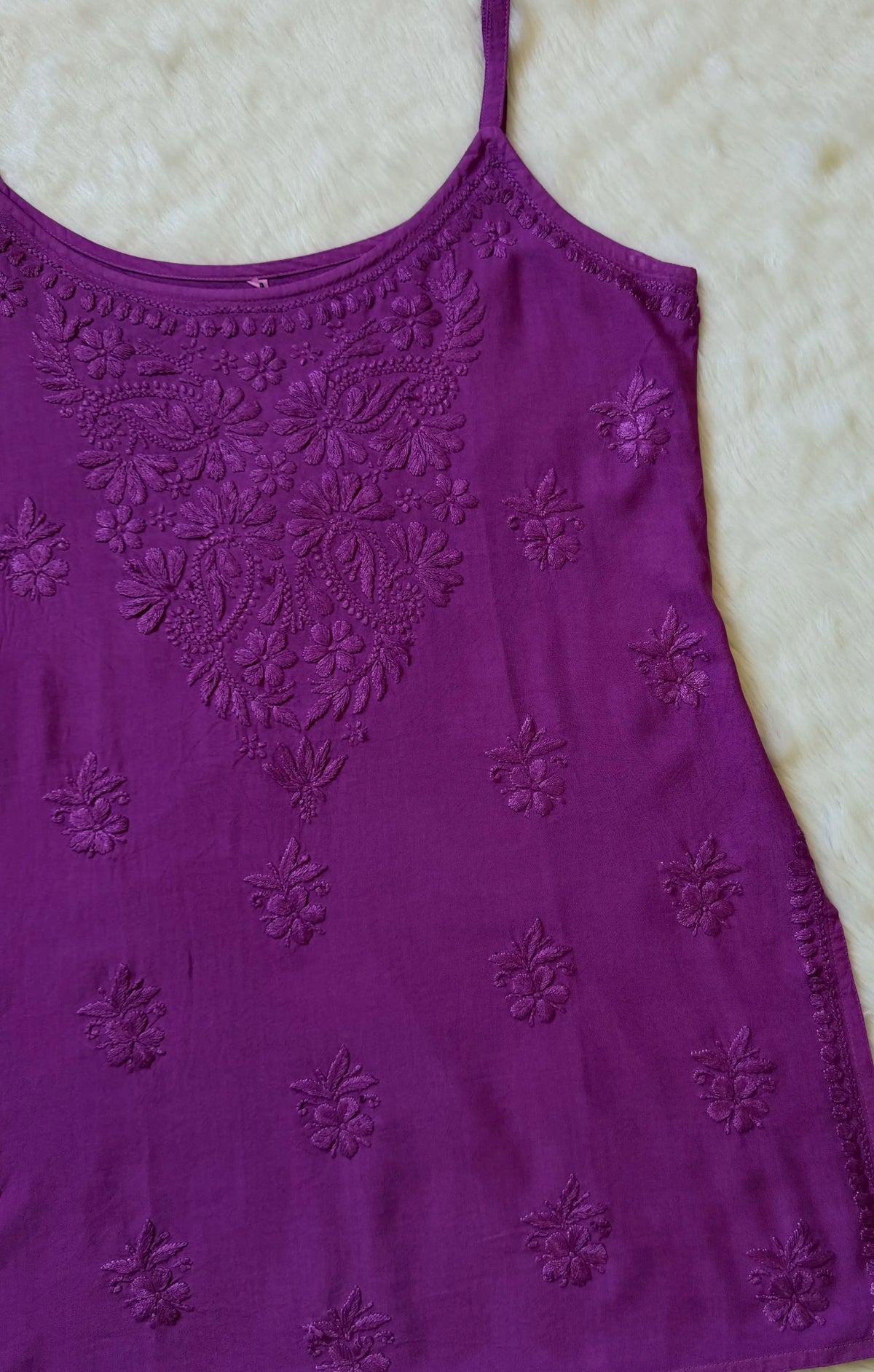 Heer Orchid Purple Sleeveless Short Rayon Kurti