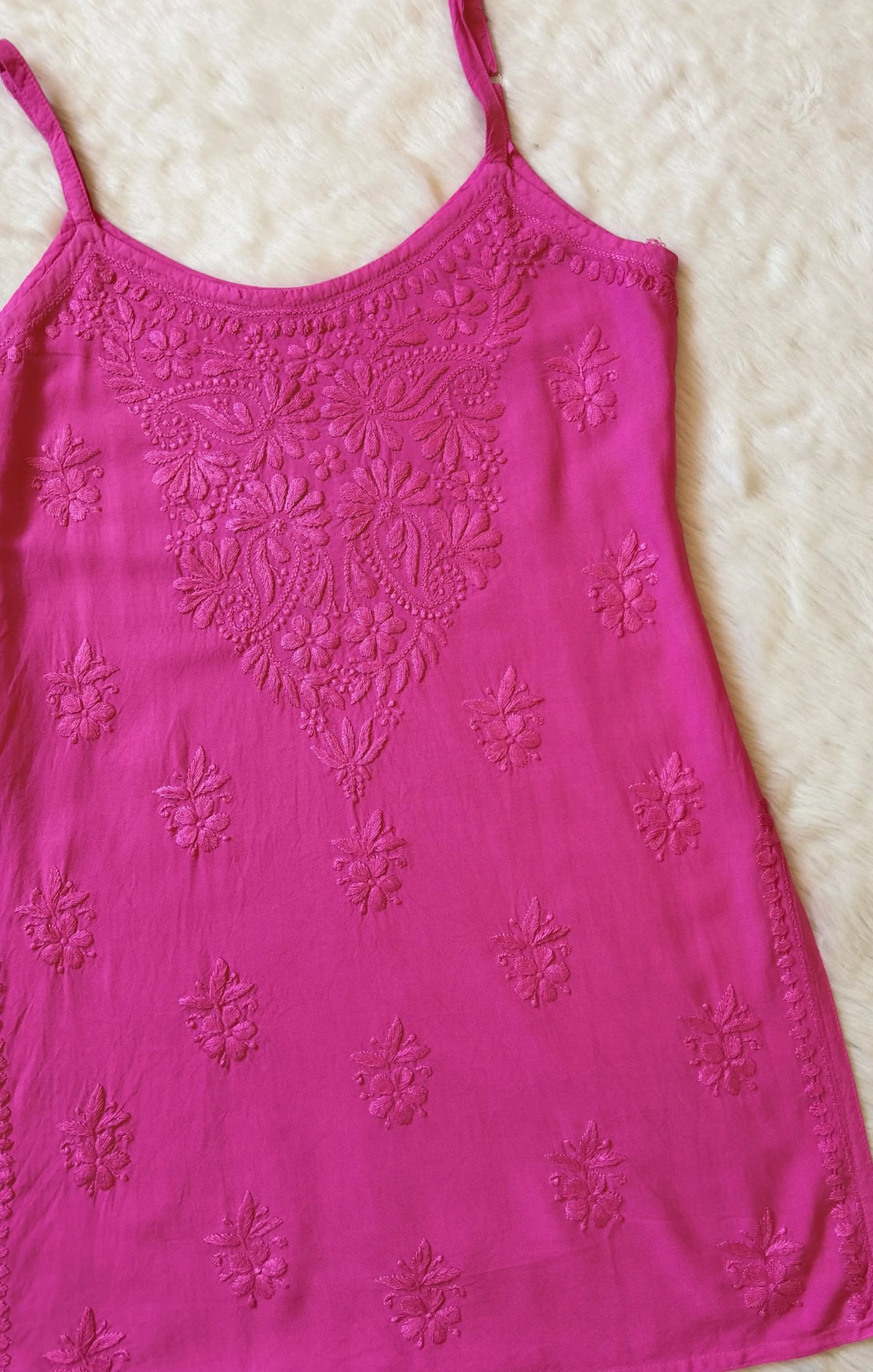 Heer Rose Pink Sleeveless Short Rayon Kurti