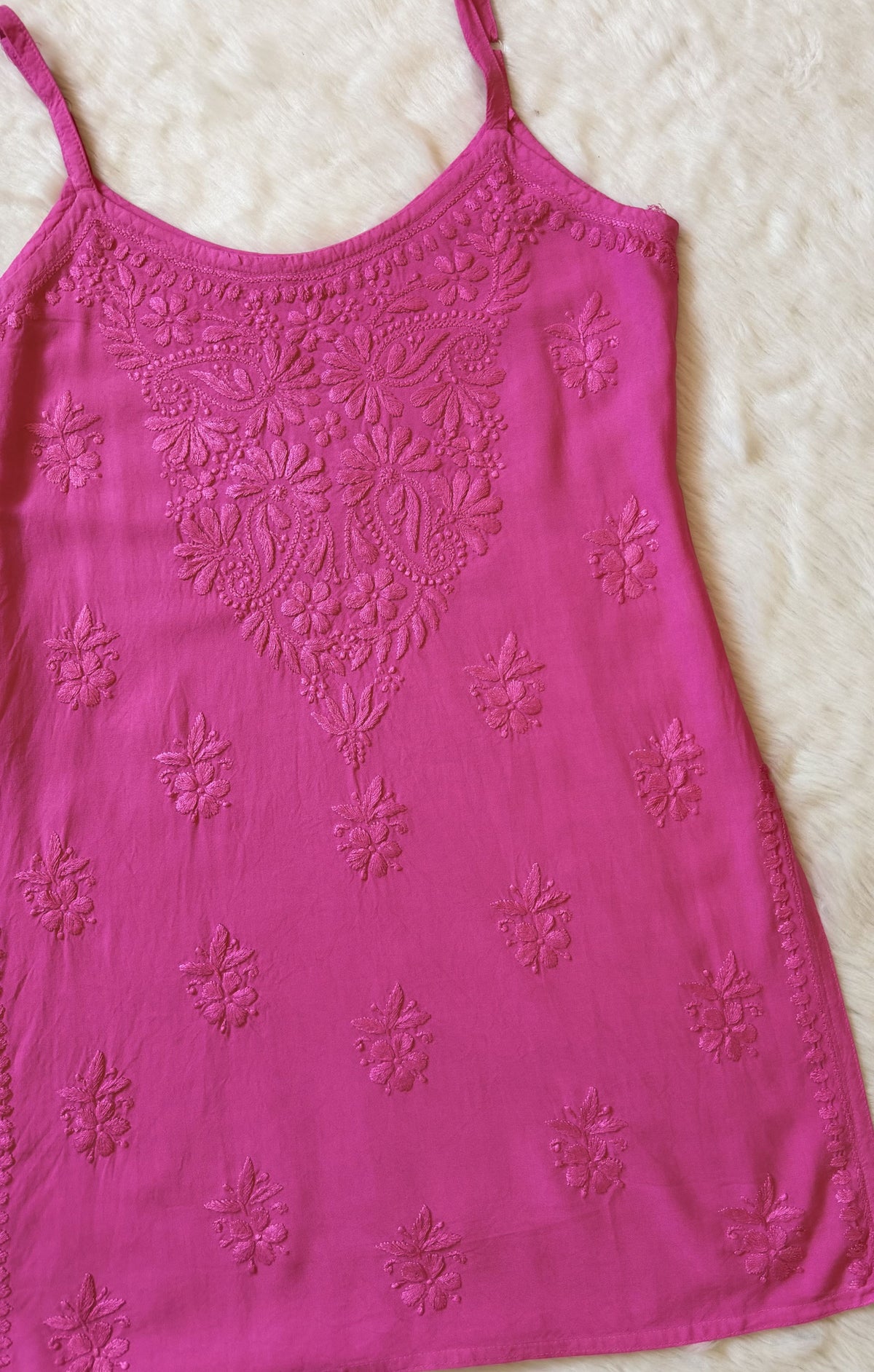 Heer Rose Pink Sleeveless Short Rayon Kurtis