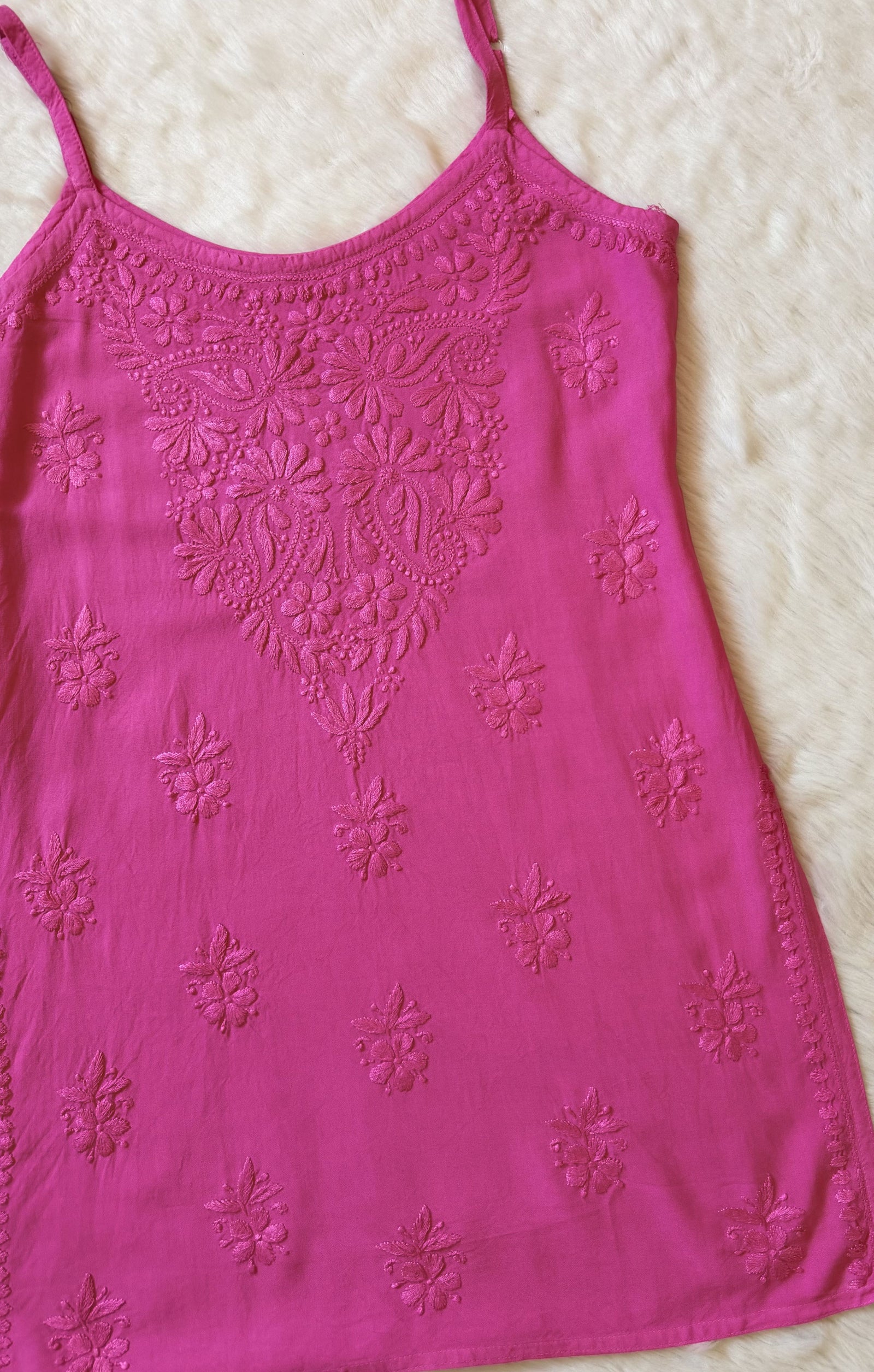 Heer Rose Pink Sleeveless Short Rayon Kurtis