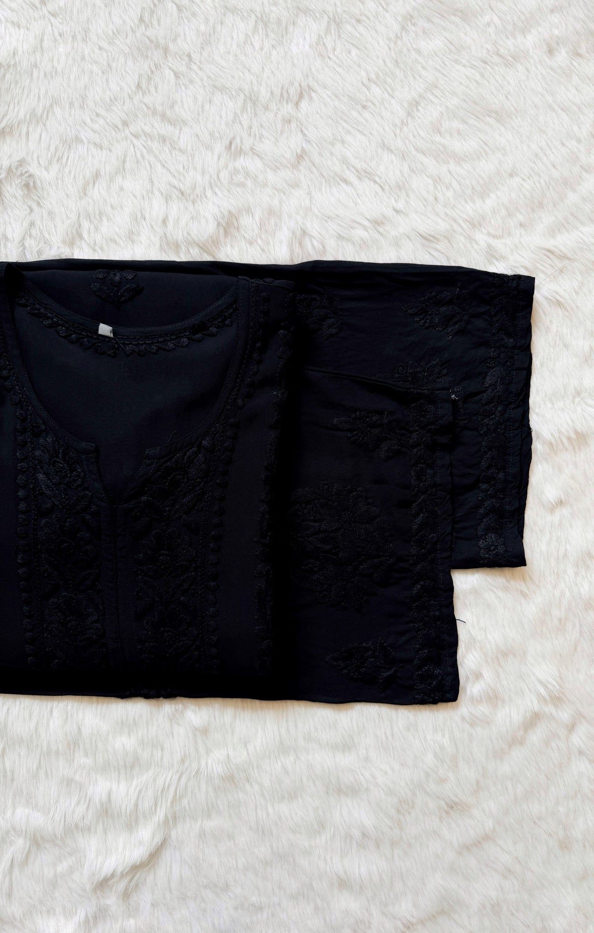 Hiba Black Rayon Chikankari Kurta Bottom Set