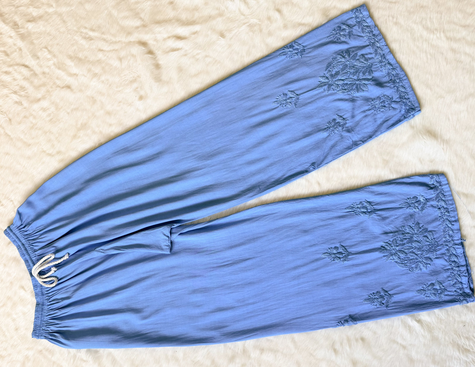 Hiba Blue Rayon Chikankari Kurta Bottom Set