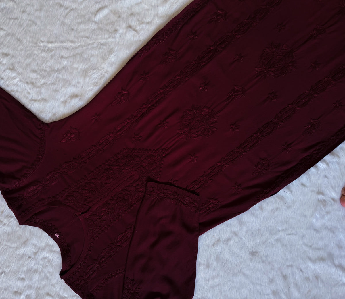 Hiba Brown Rayon Chikankari Kurta Bottom Set