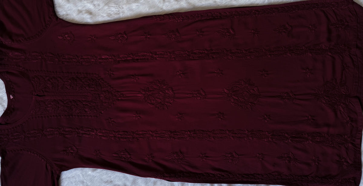 Hiba Brown Rayon Chikankari Kurta Bottom Set