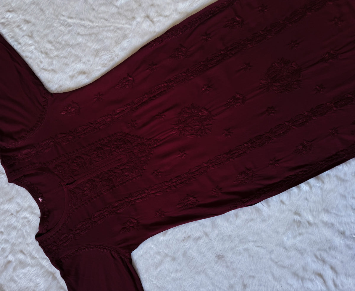 Hiba Brown Rayon Chikankari Kurta Bottom Set
