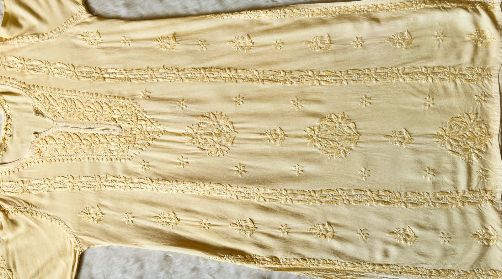 Hiba Butter Yellow Rayon Chikankari Kurta Bottom Set