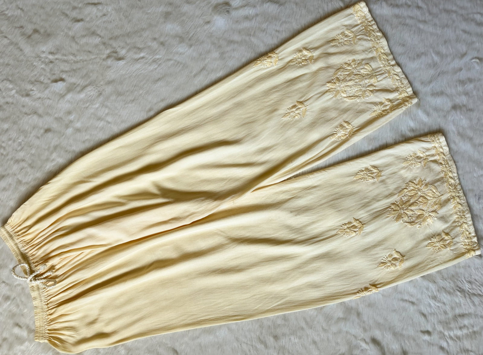 Hiba Butter Yellow Rayon Chikankari Kurta Bottom Set