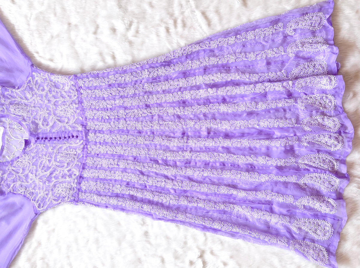 Hiba Lavender Georgette Anarkali with Heavy Chikankari