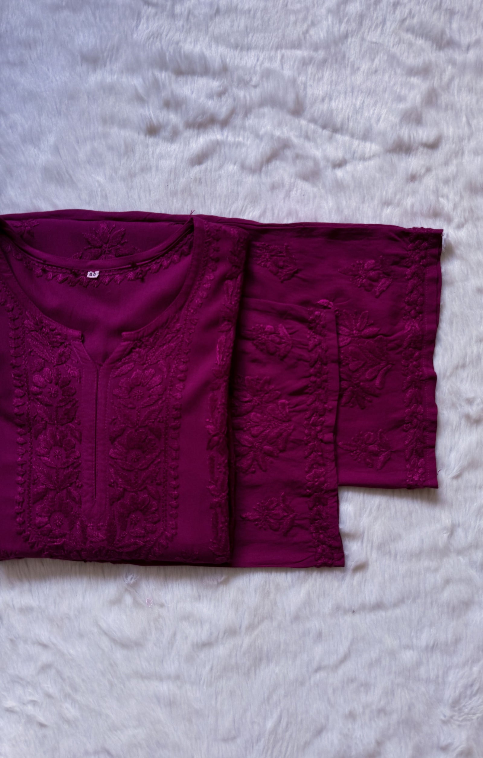 Hiba Magenta Rayon Chikankari Kurta Bottom Set

