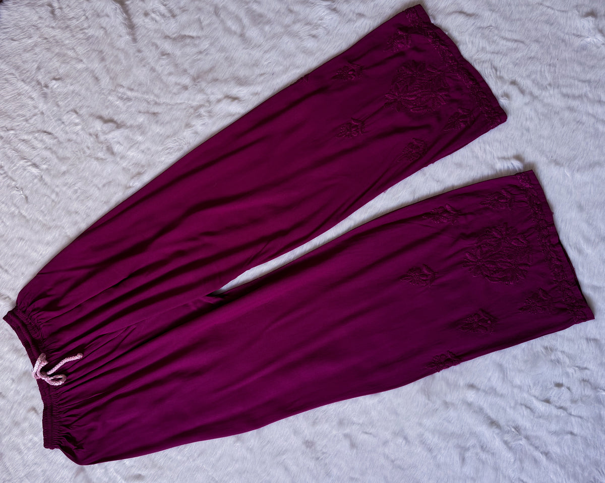 Hiba Magenta Rayon Chikankari Kurta Bottom Set