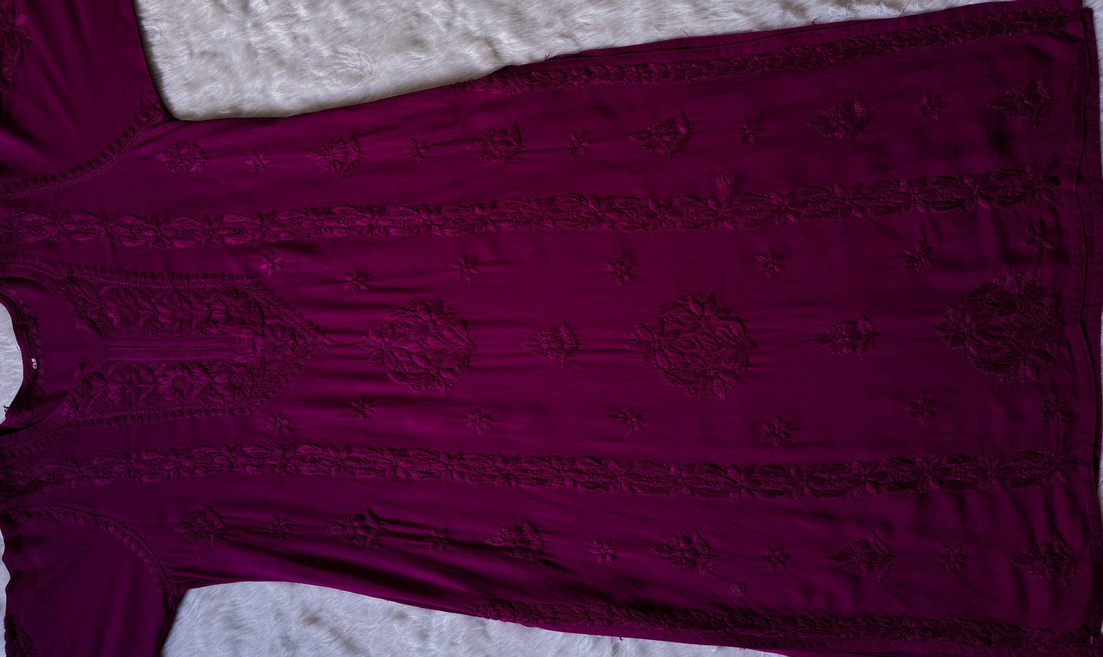 Hiba Magenta Rayon Chikankari Kurta Bottom Set