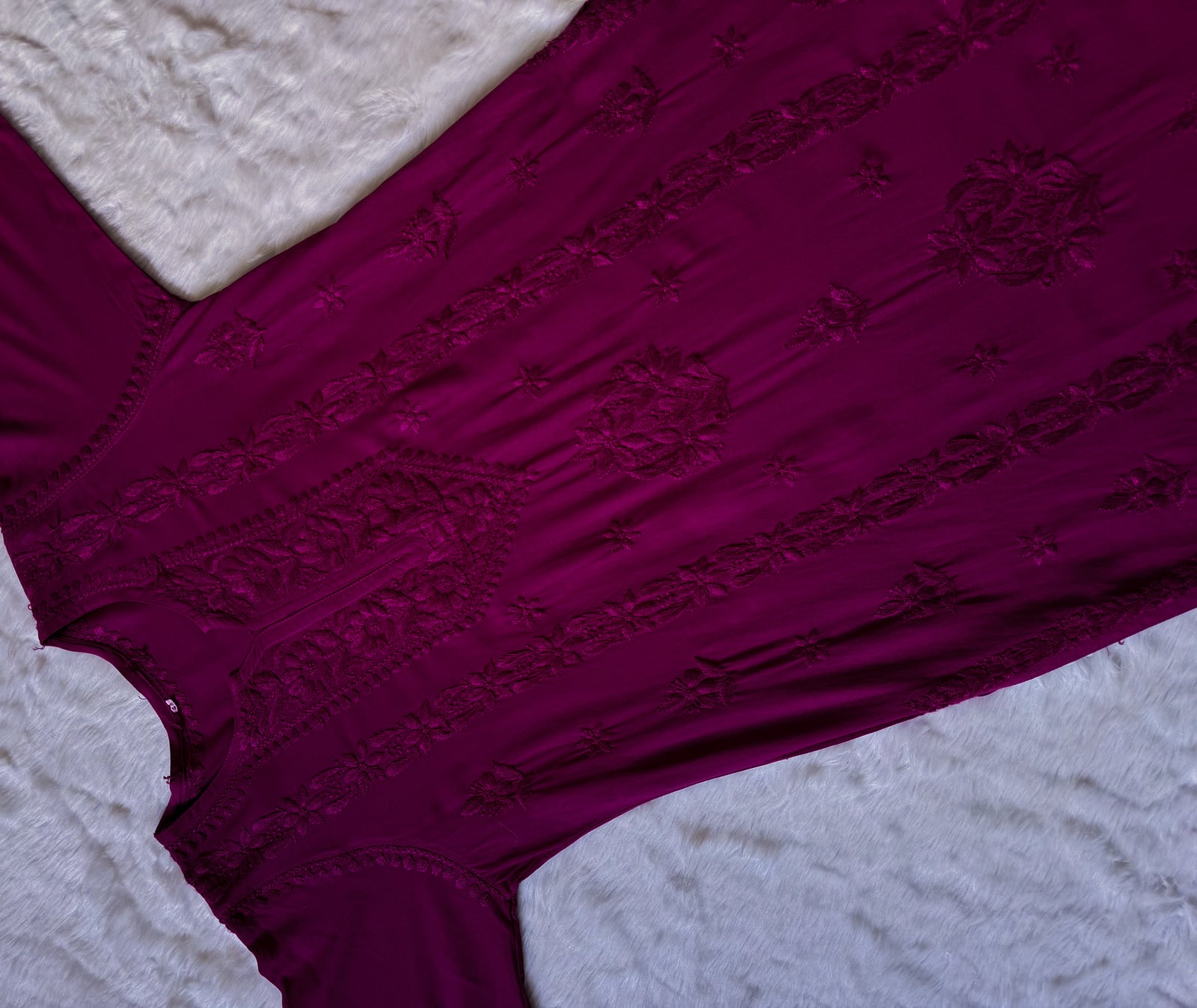 Hiba Magenta Rayon Chikankari Kurta Bottom Set