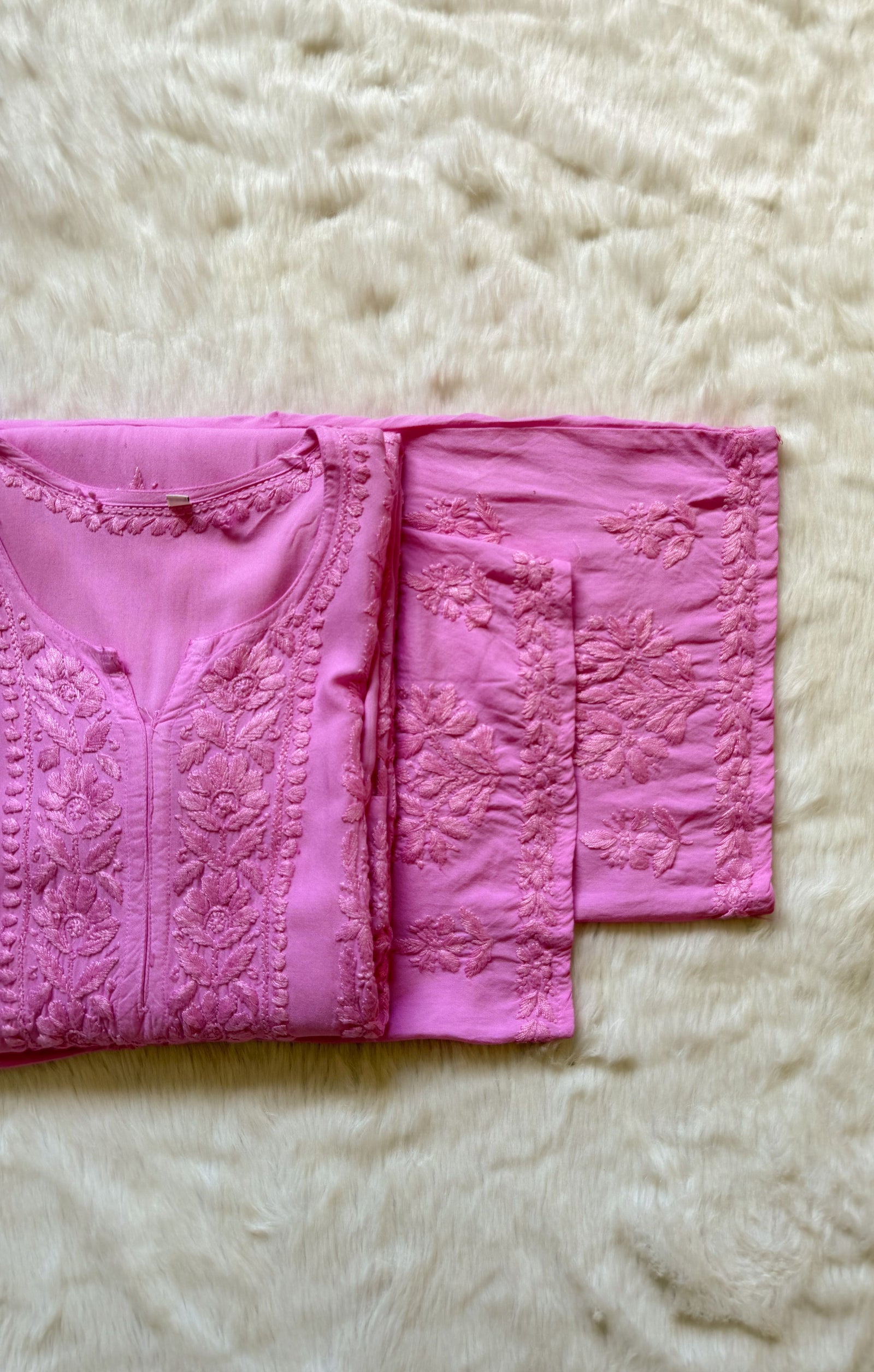 Hiba Pink Rayon Chikankari Kurta Bottom Set