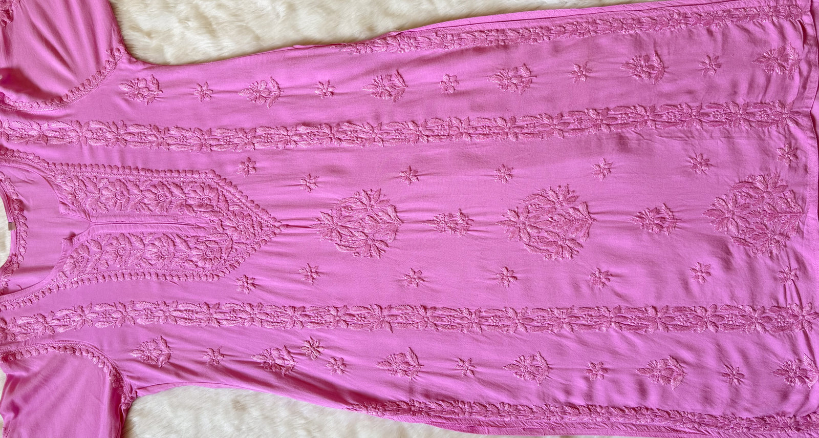 Hiba Pink Rayon Chikankari Kurta Bottom Set