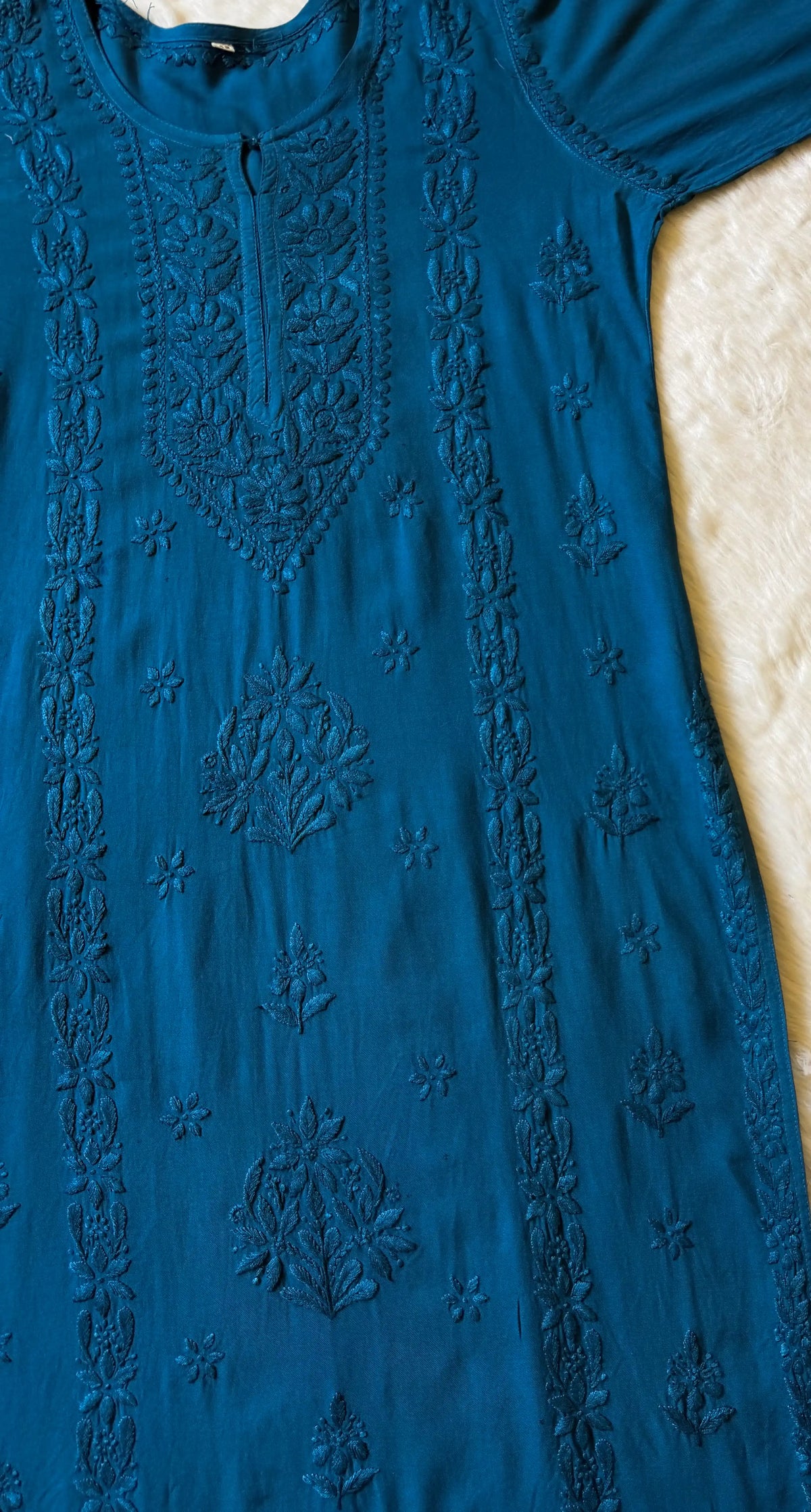 Hiba Teal Rayon Chikankari Kurta Bottom Set
