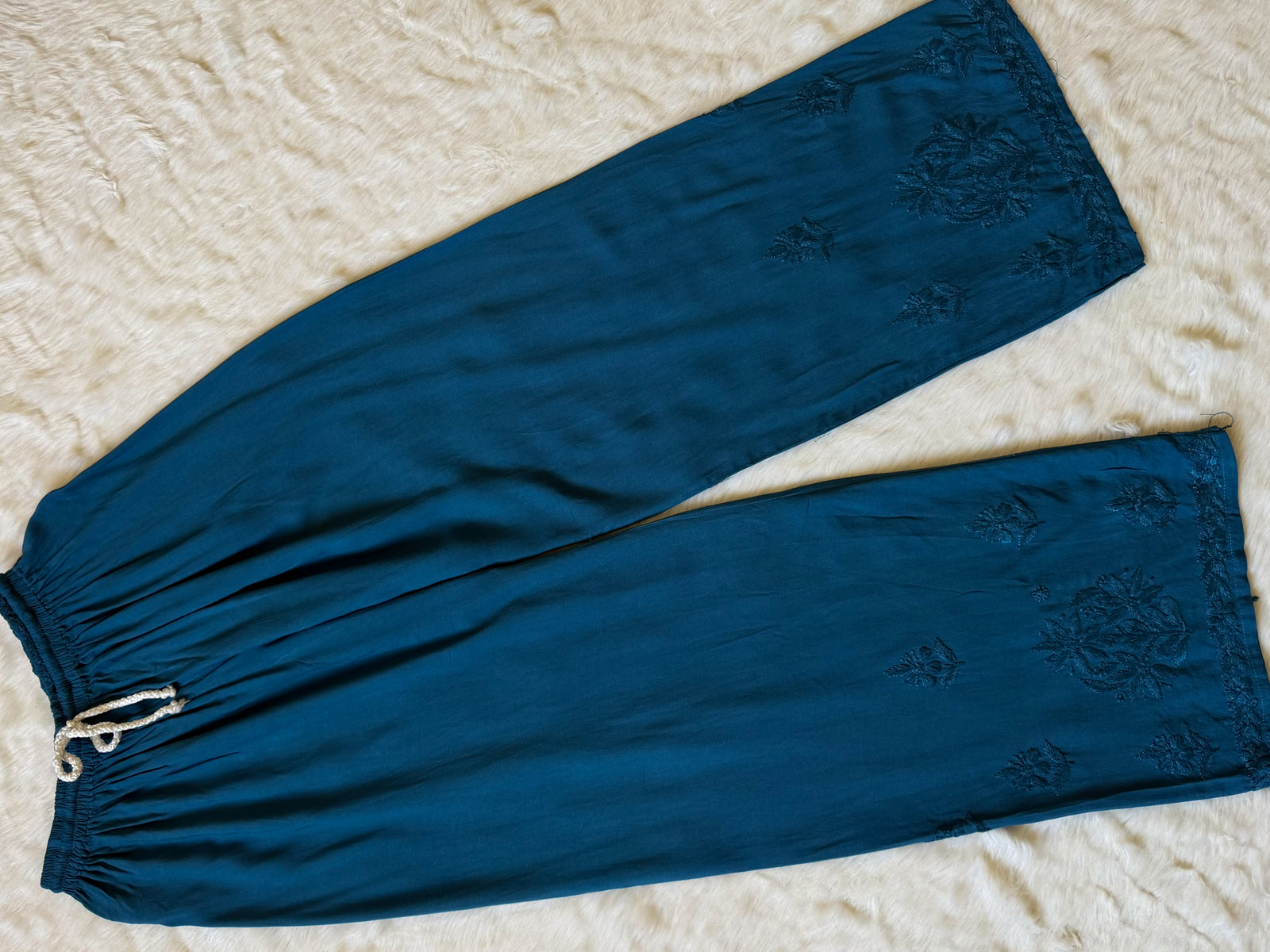 Hiba Teal Rayon Chikankari Kurta Bottom Set
