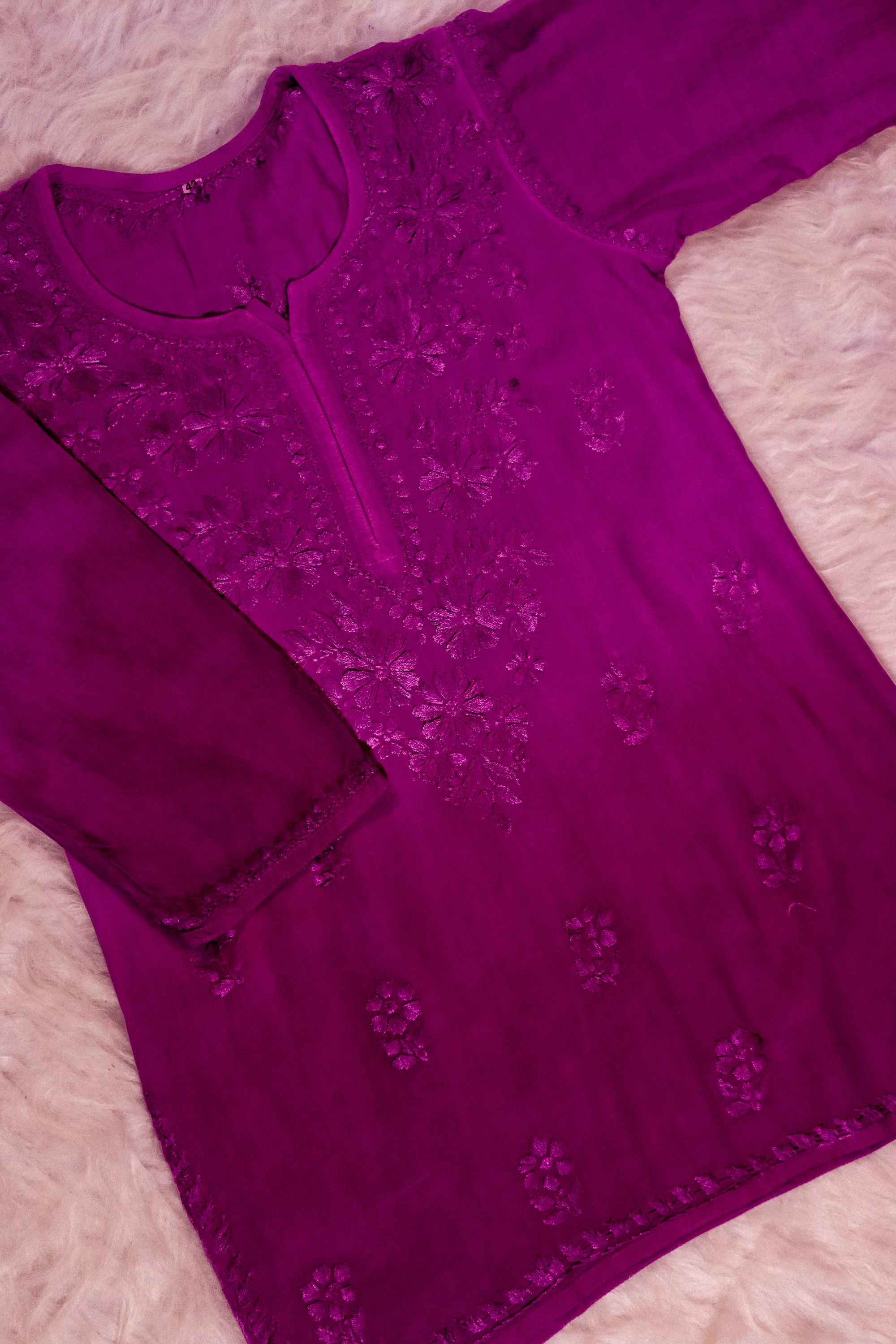 Hot Pink Ombre Short Rayon Kurta