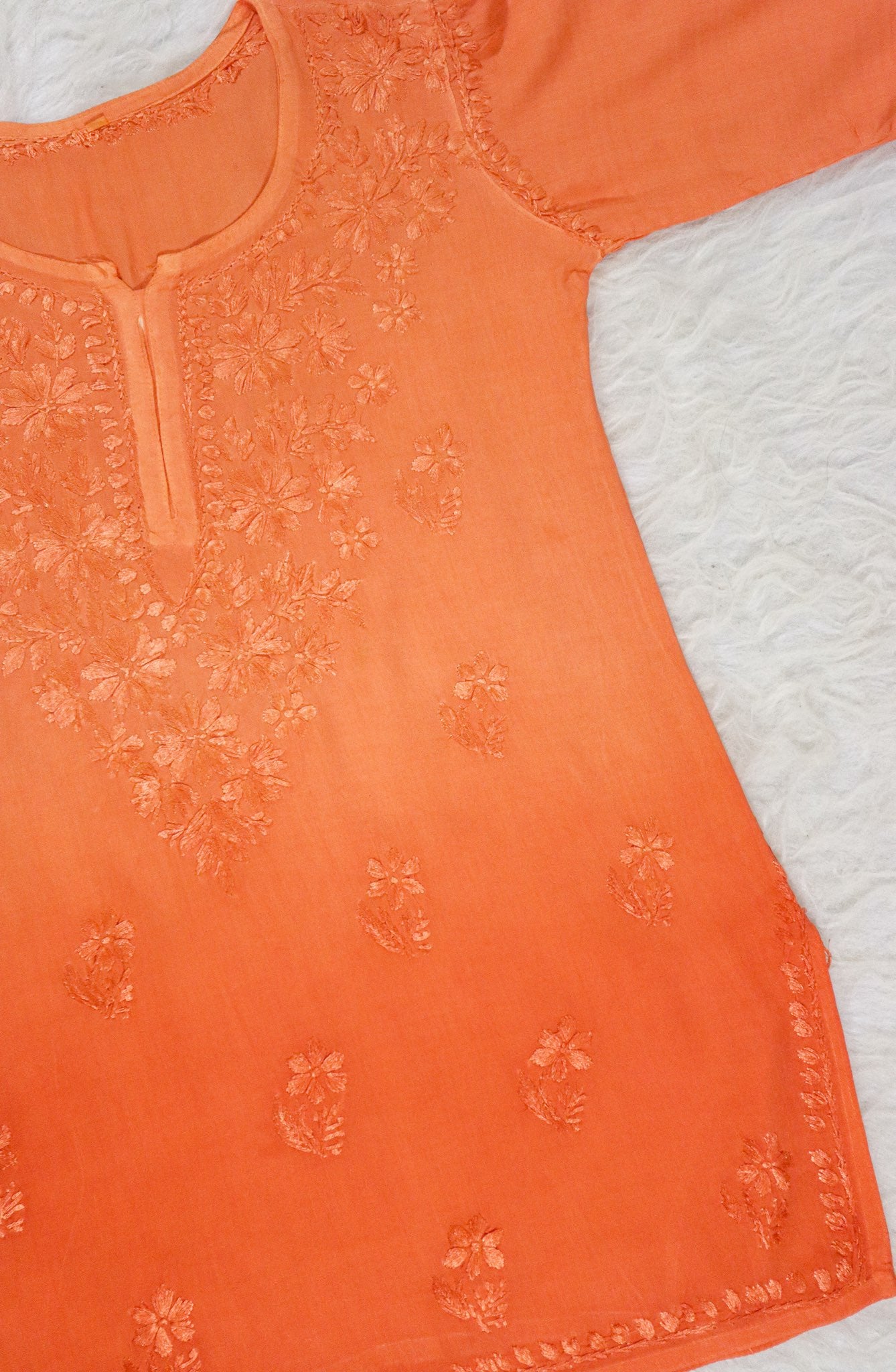 Light Orange Ombre Short Rayon Kurta