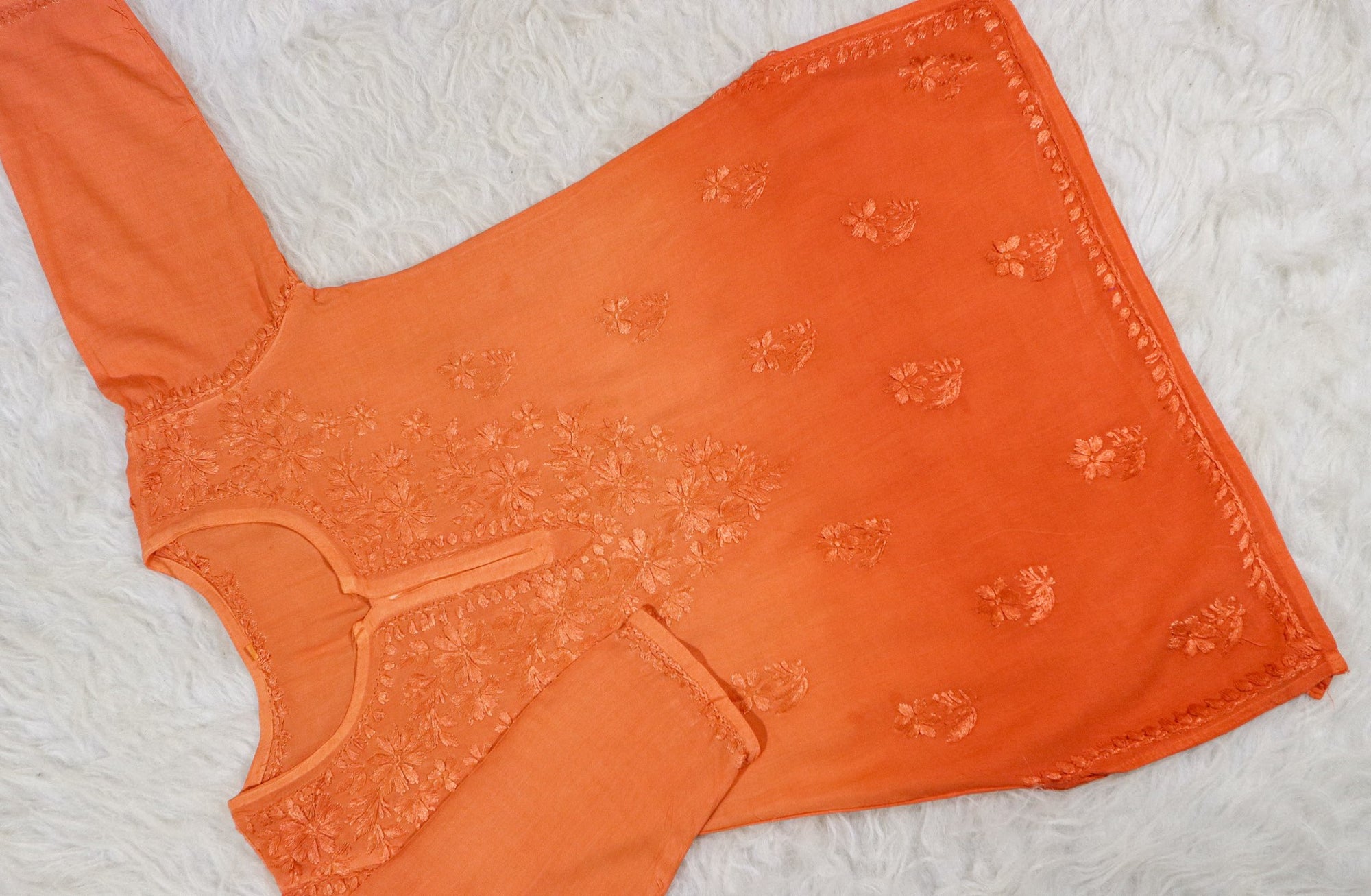 Light Orange Ombre Short Rayon Kurta