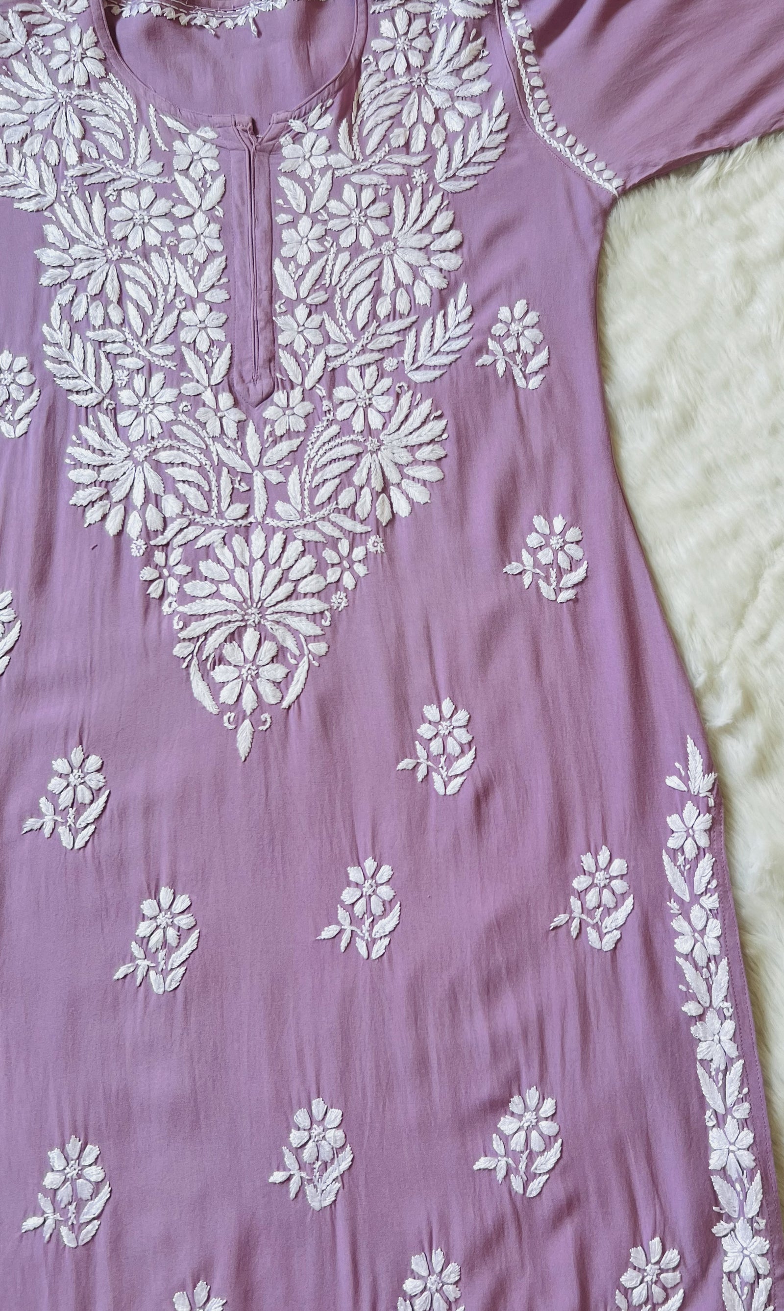 Fiza Lilac Rayon Chikankari Kurta Set