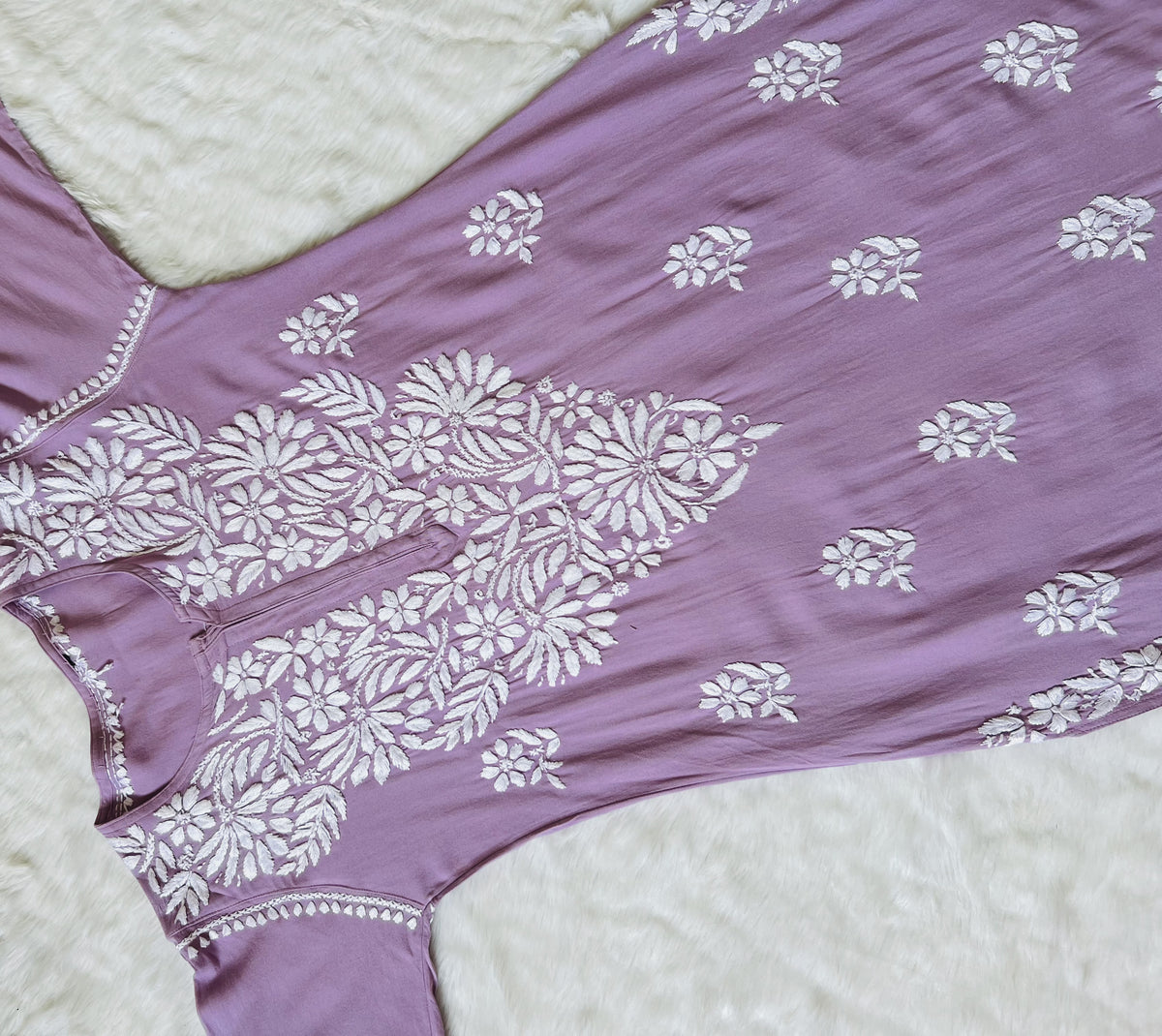 Fiza Lilac Rayon Chikankari Kurta Set