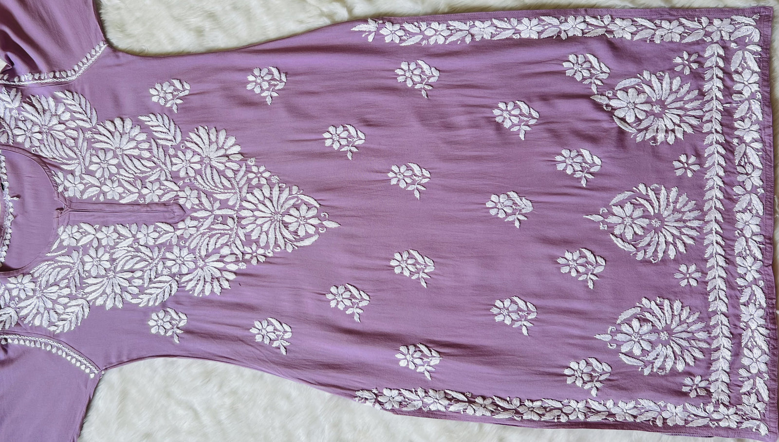 Fiza Lilac Rayon Chikankari Kurta Set