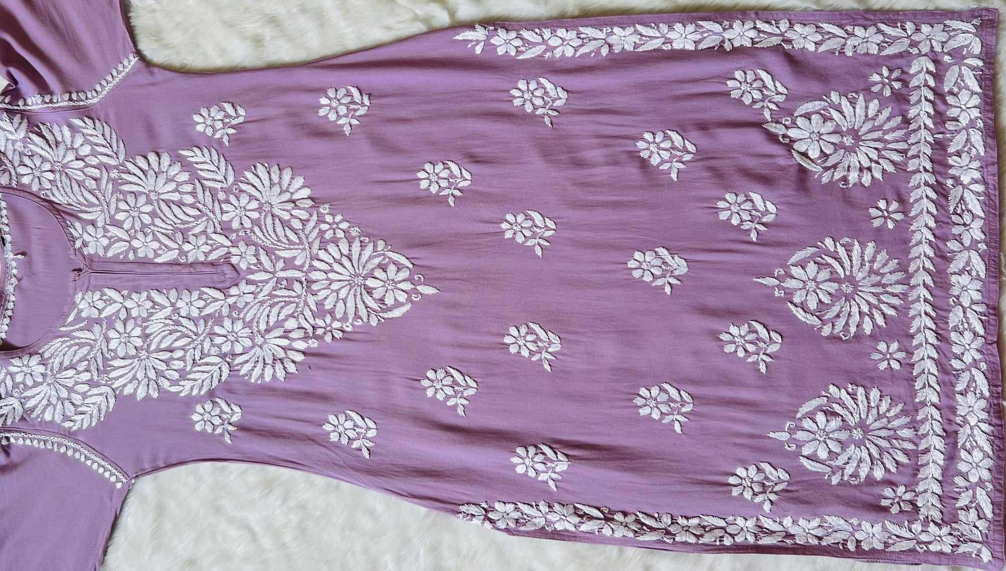 Fiza Lilac Rayon Chikankari Kurta Set