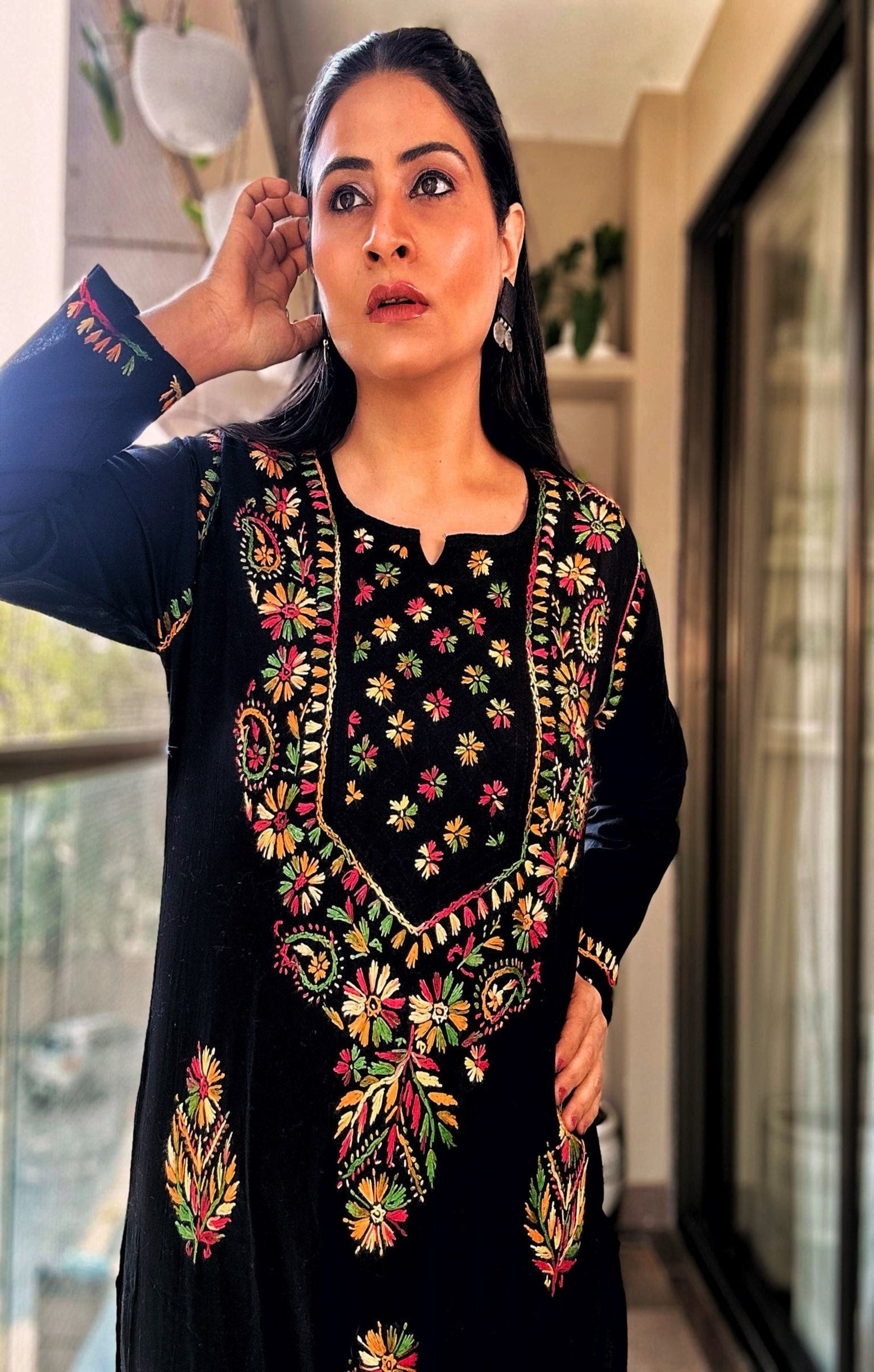 Black Multi Colour Long Kurta