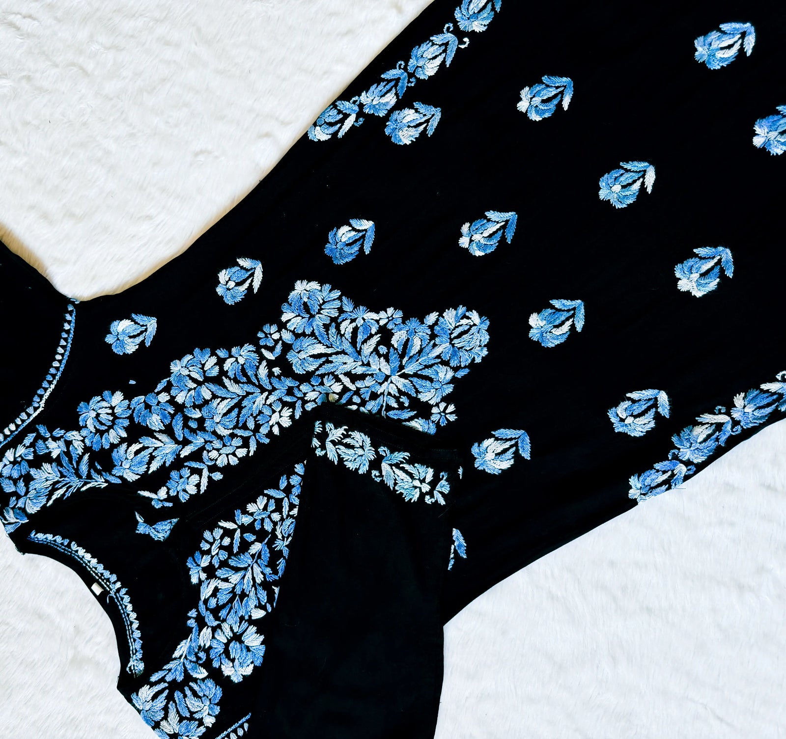 Laiba Black & Blue Rayon Chikankari 2 Piece Set