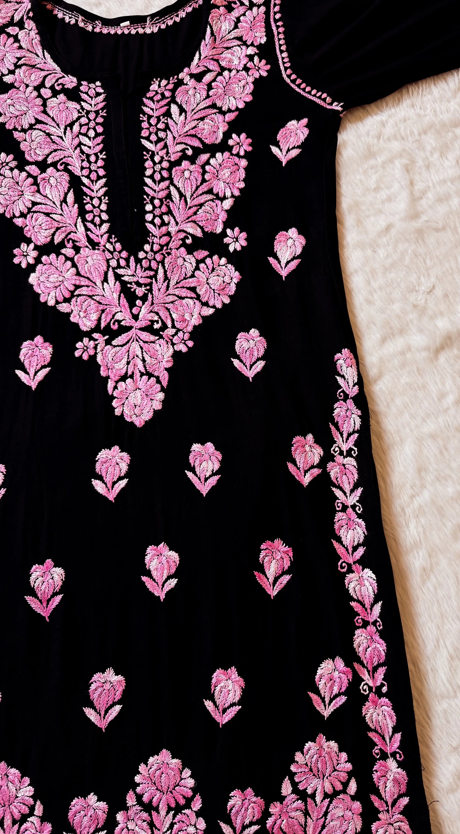 Laiba Black & Pink Rayon Chikankari 2 Piece Set