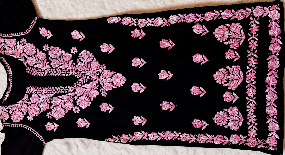Laiba Black & Pink Rayon Chikankari 2 Piece Set