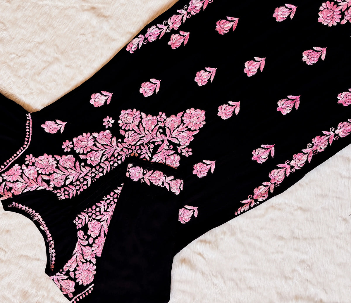 Laiba Black & Pink Rayon Chikankari 2 Piece Set