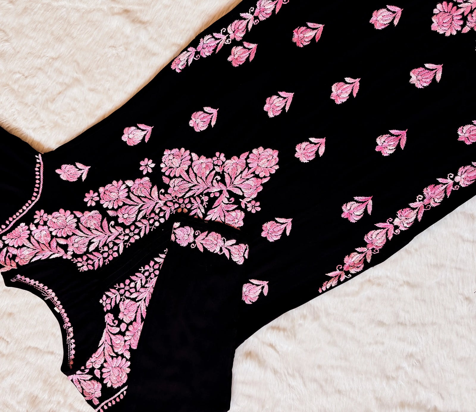 Laiba Black & Pink Rayon Chikankari 2 Piece Set