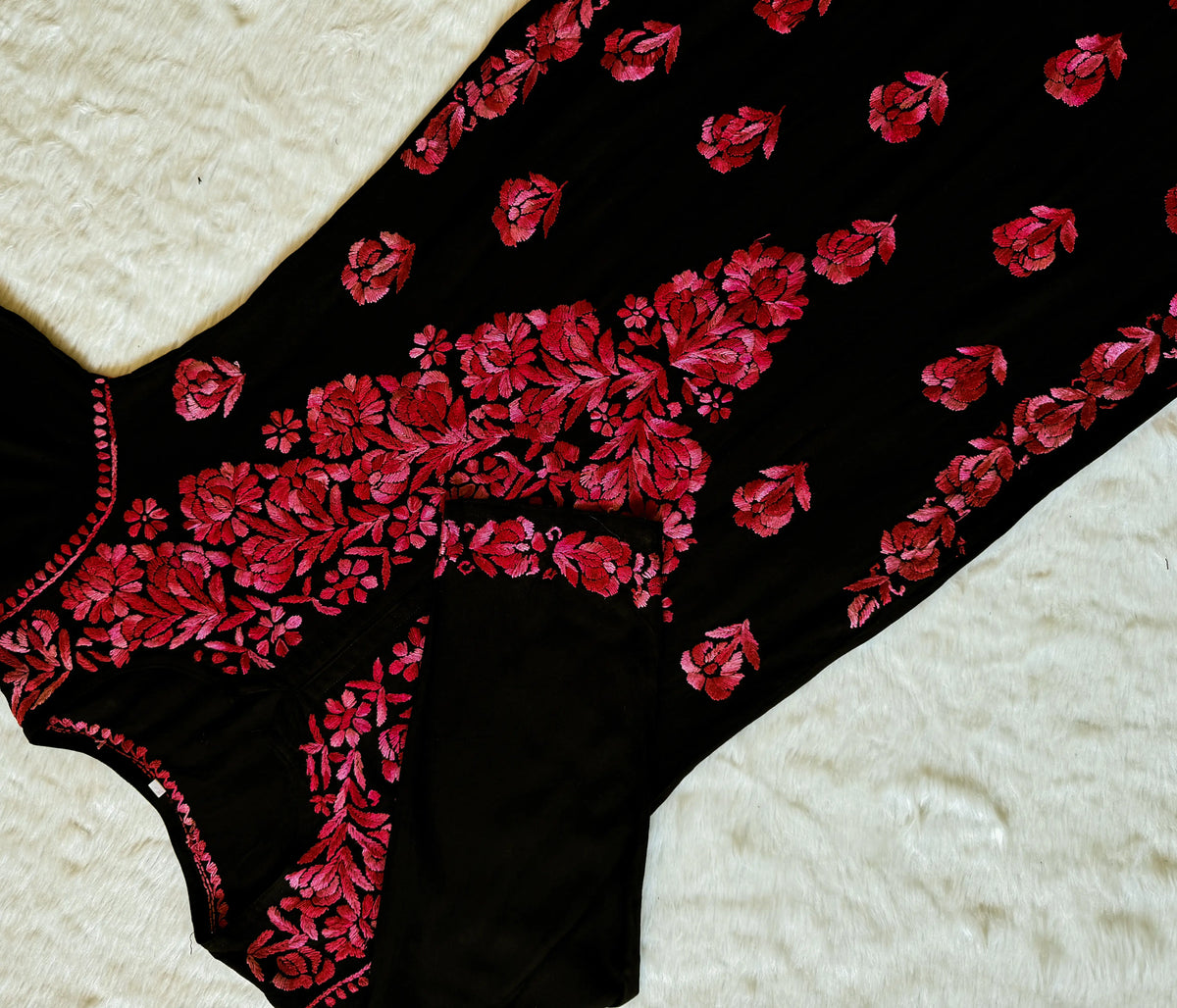 Laiba Black & Red Rayon Chikankari 2 Piece Set