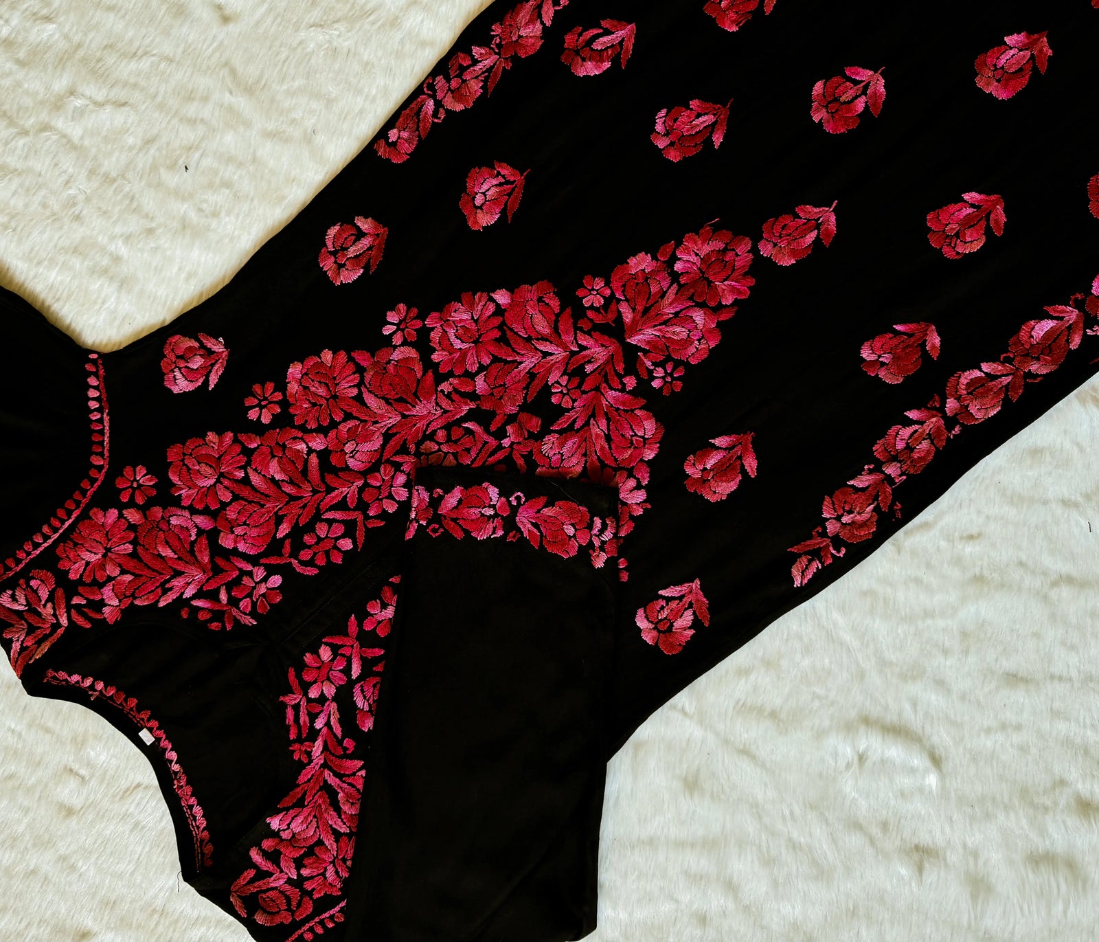 Laiba Black & Red Rayon Chikankari 2 Piece Set