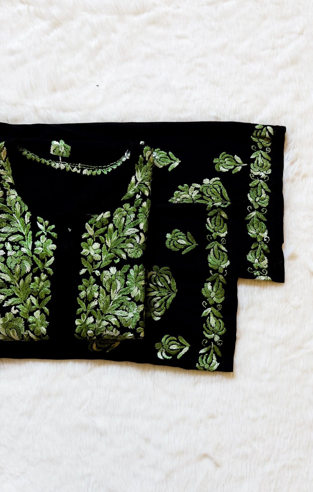 Laiba Black & Sage Green Rayon Chikankari 2 Piece Set