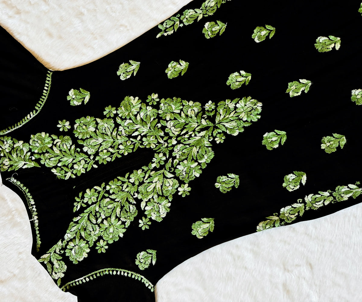 Laiba Black & Sage Green Rayon Chikankari 2 Piece Set