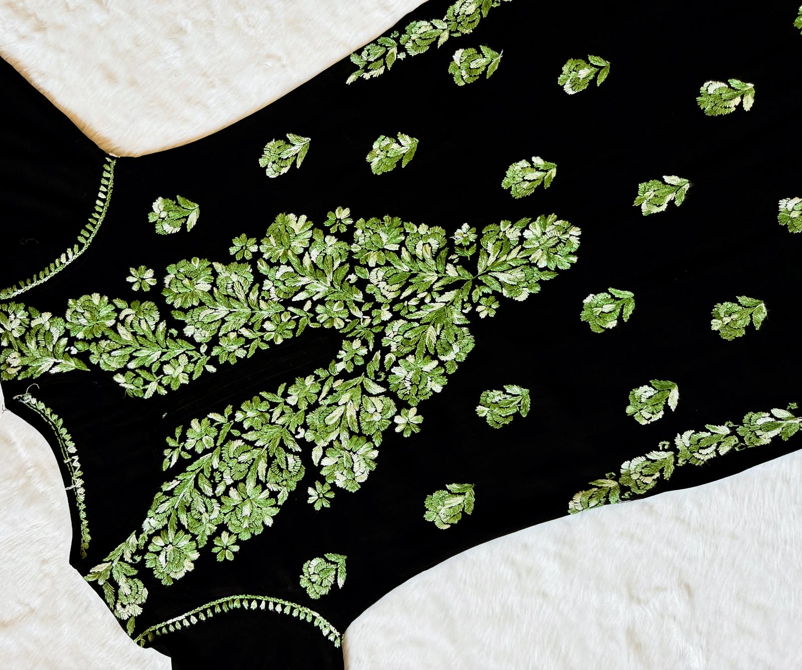 Laiba Black & Sage Green Rayon Chikankari 2 Piece Set