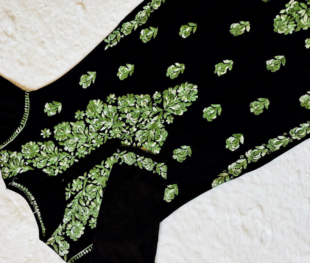 Laiba Black & Sage Green Rayon Chikankari 2 Piece Set