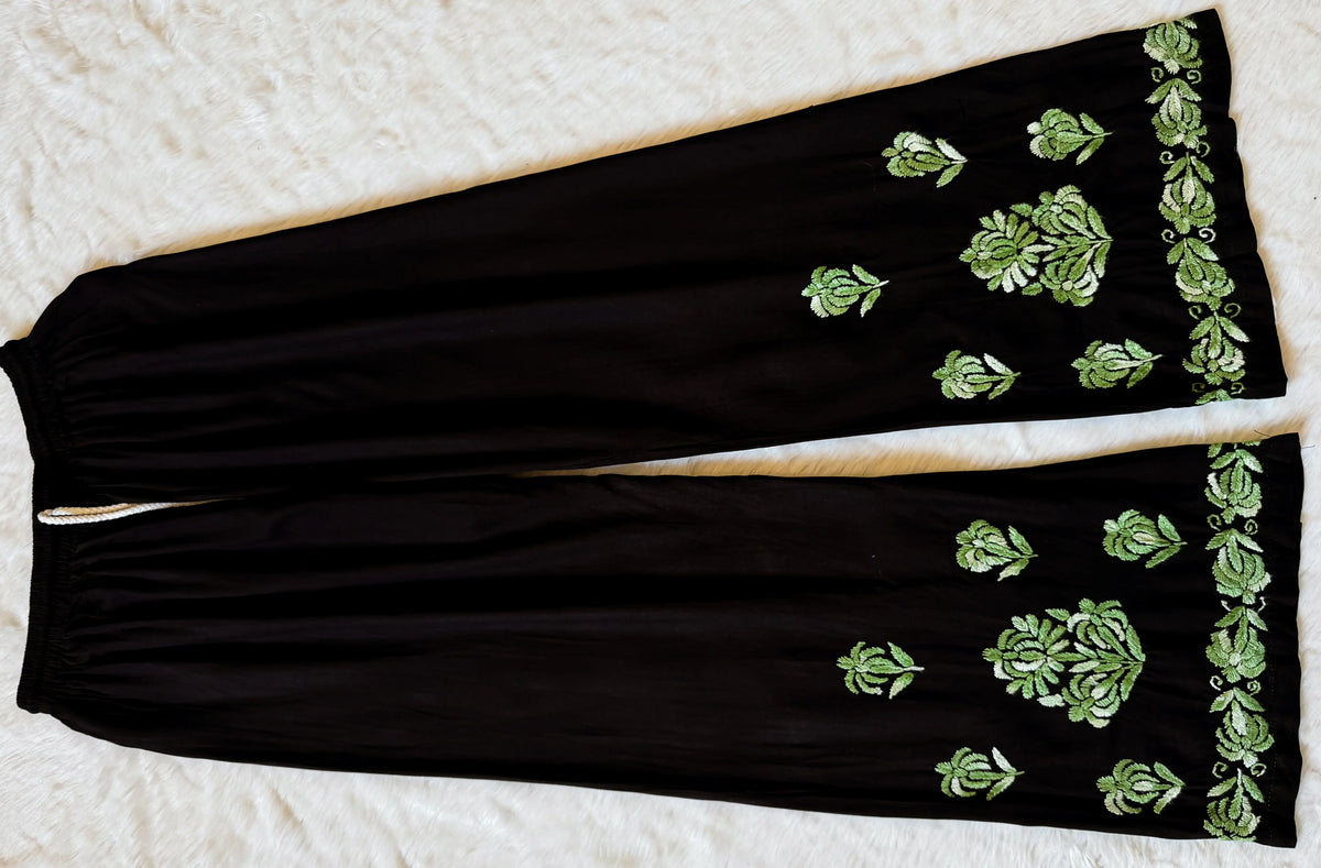 Laiba Black & Sage Green Rayon Chikankari 2 Piece Set