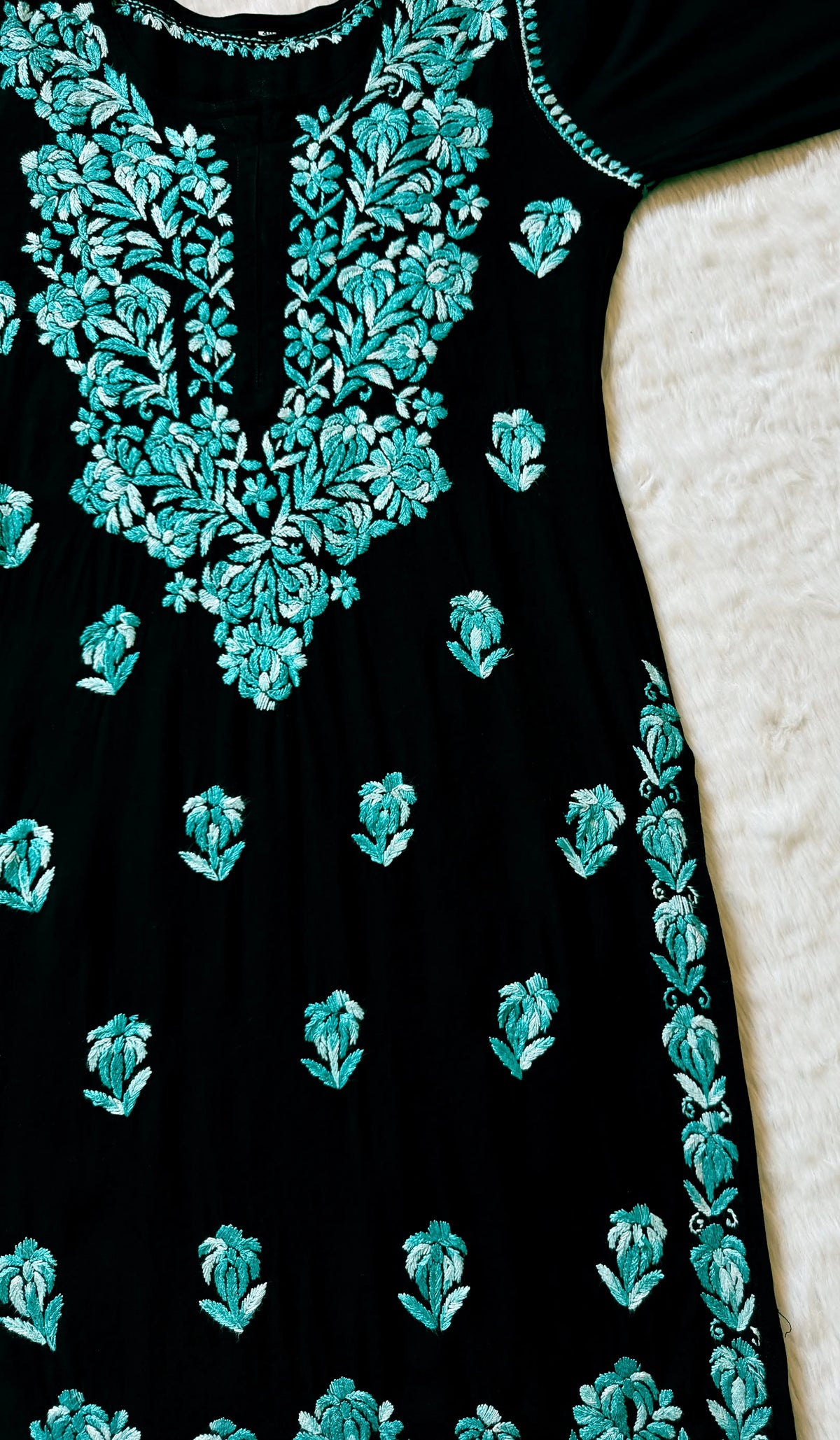 Laiba Black & Teal Rayon Chikankari 2 Piece Set