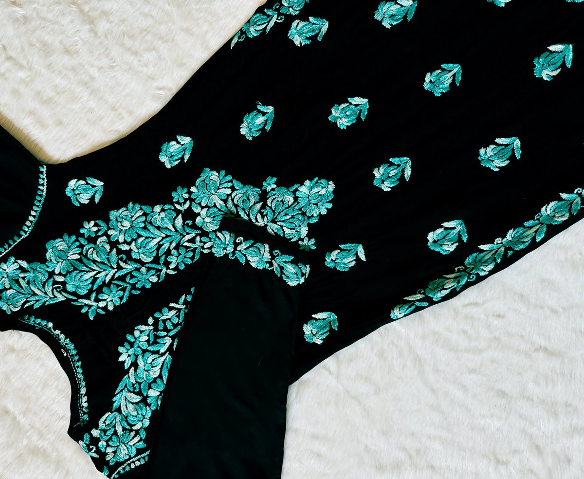 Laiba Black & Teal Rayon Chikankari 2 Piece Set
