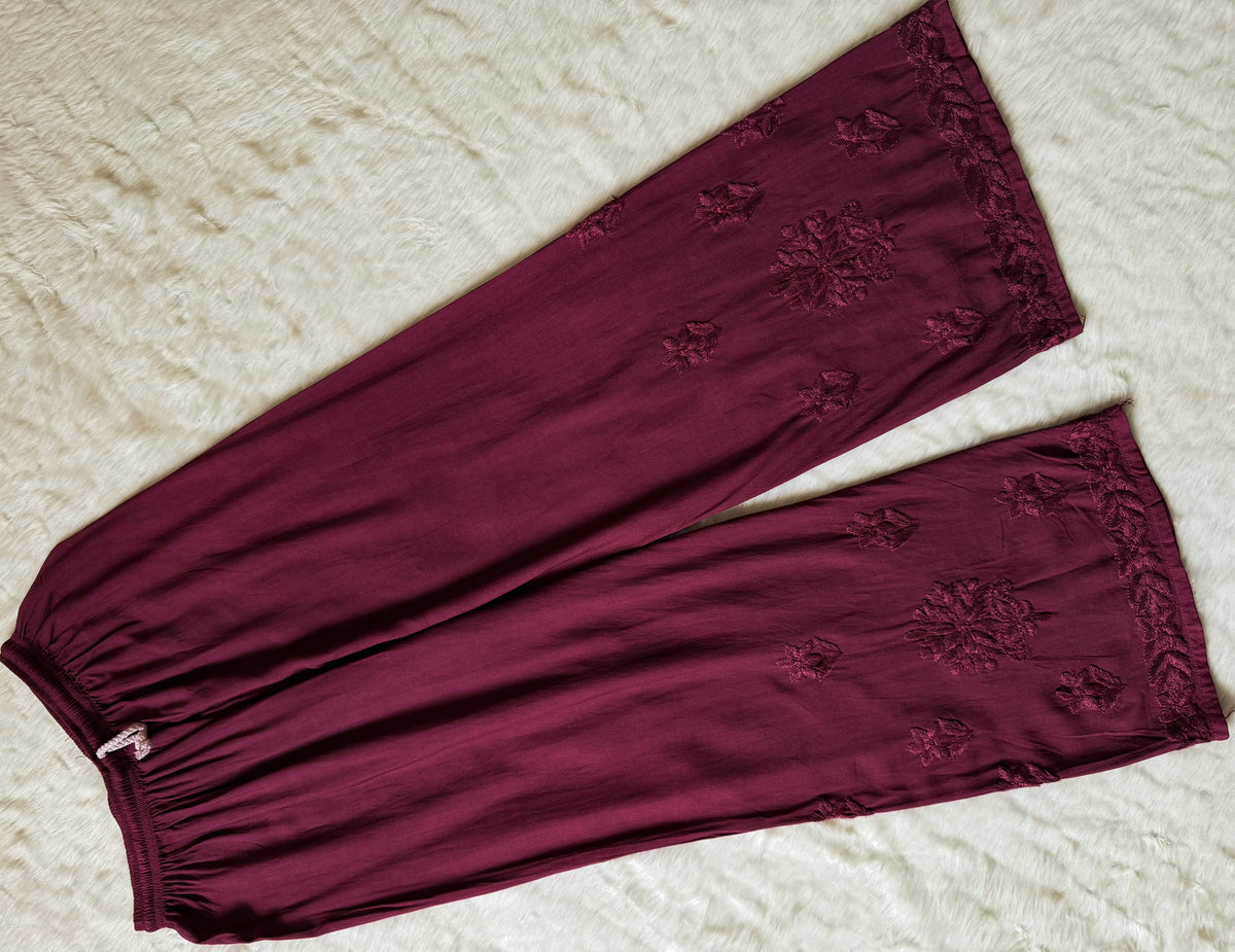 Leela Orchid Pink Rayon Kurta Bottom Set with Self Chikankari Handwork