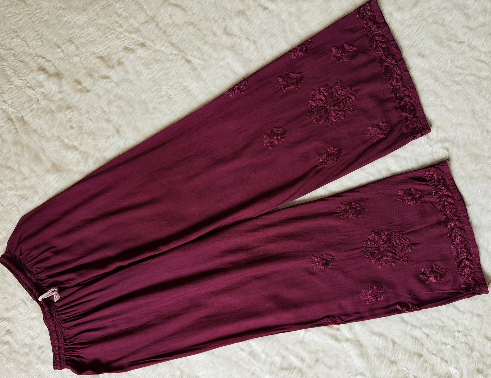 Leela Orchid Pink Rayon Kurta Bottom Set with Self Chikankari Handwork