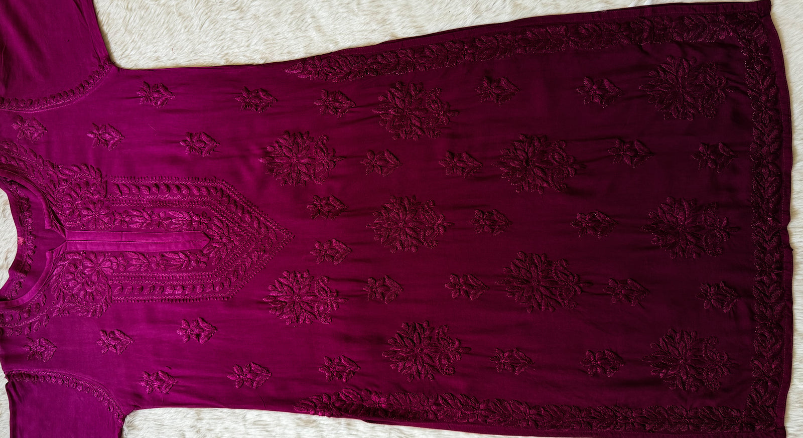 Leela Orchid Purple Rayon Kurta Bottom Set with Self Chikankari Handwork