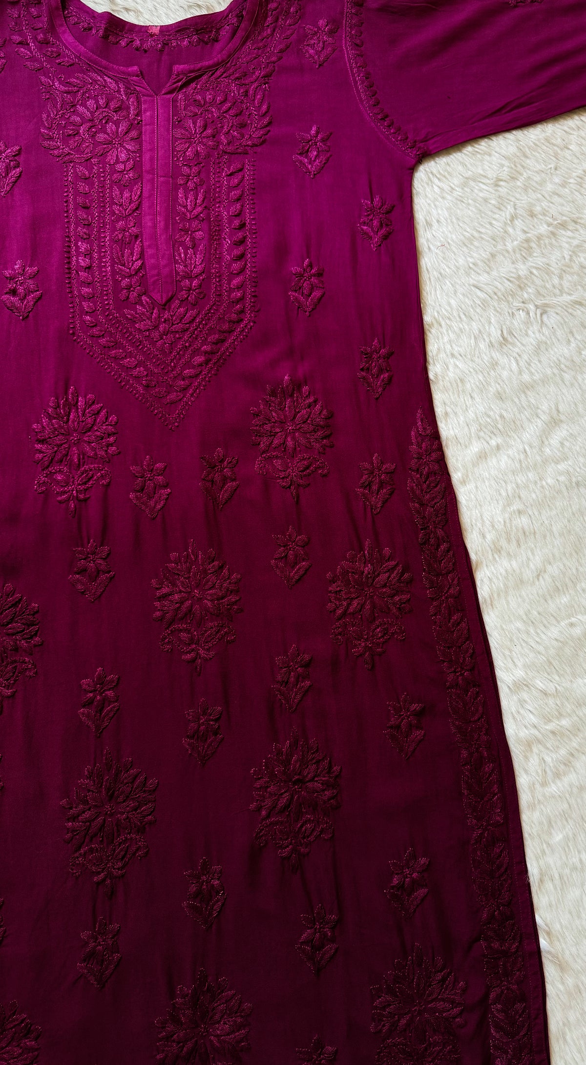 Leela Orchid Purple Rayon Kurta Bottom Set with Self Chikankari Handwork