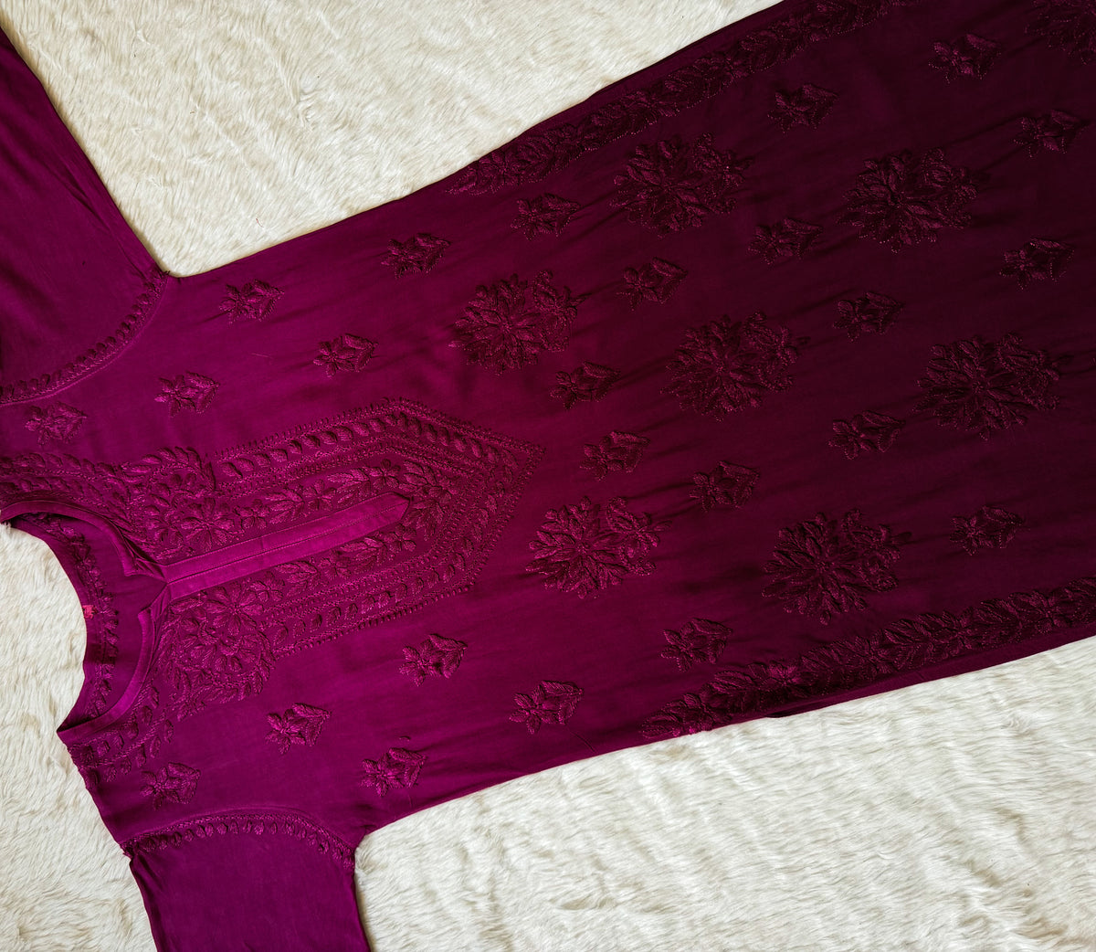Leela Orchid Purple Rayon Kurta Bottom Set with Self Chikankari Handwork