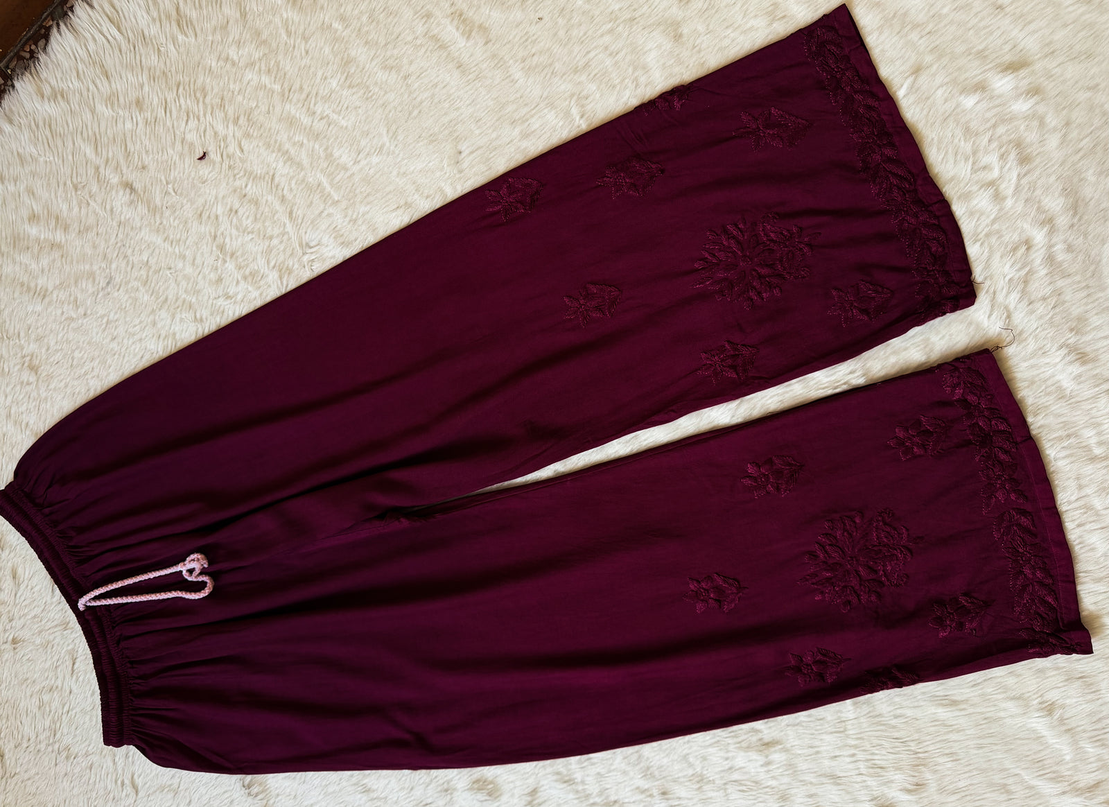 Leela Orchid Purple Rayon Kurta Bottom Set with Self Chikankari Handwork