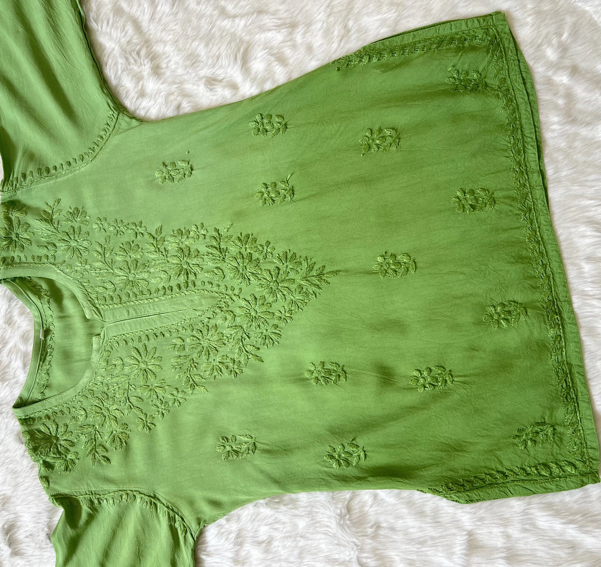 Light Green Ombre Short Rayon Kurta